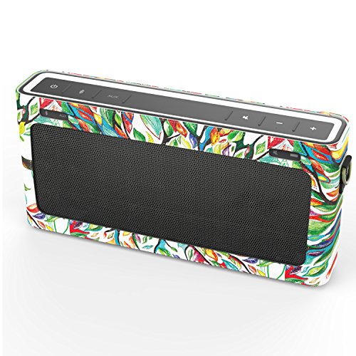MoKo Carrying Case for Bose SoundLink 3, Portable Speaker Cover PU Leather Protective Bag Sleeve Skins, with Holding Strap & Carabiner, Lucky Tree