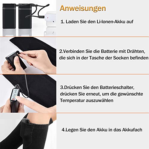 Shekipe Beheizte Socken, 4000 mAh Rechargeable Battery Elektrische Socken Heizsocken für Beheizbare Socken Damen/Herren… - Image 7