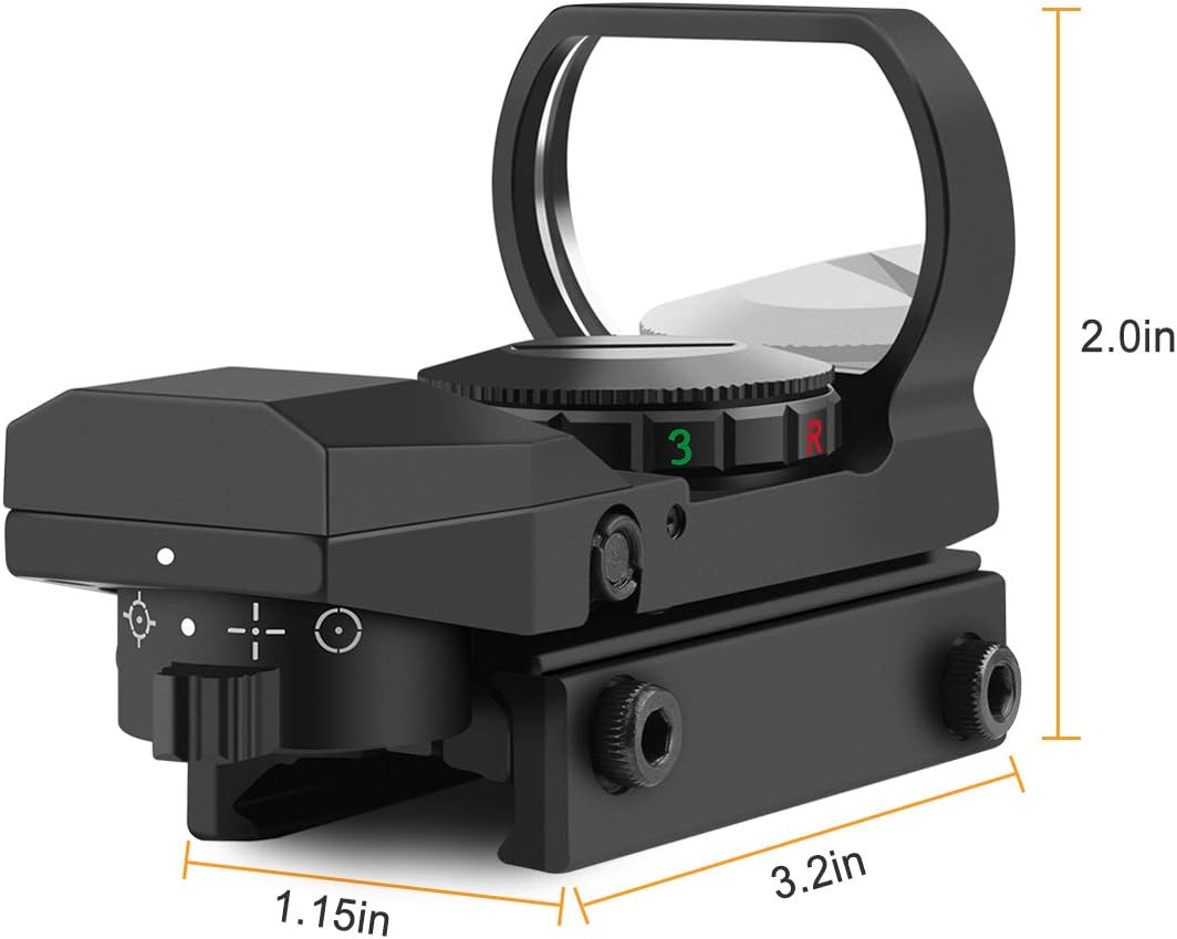Feyachi RS-29 Reflex Sight, Red & Green Illuminated 4 Reticles Red Dot Sight Gun Sight for 20mm Picatinny Rail, 1x22x33mm : Sports & Outdoors