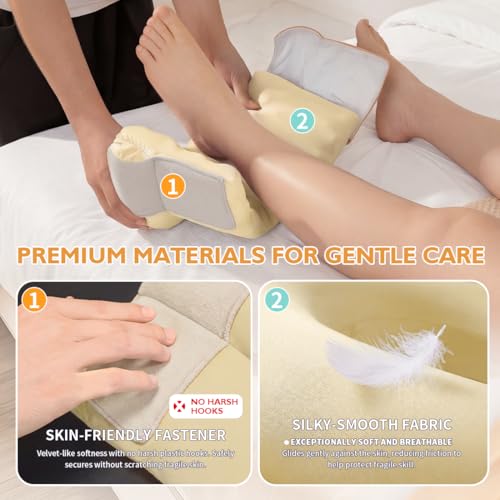 Image of Heel Protector for Pressure Sores, Ankle Elevation Pillow for Heel Pain Relieve & Foot Support,Egg Crate Foam Heel Cushion Pillow for Elderly,Bedridden Patients-1PC (Khaki)
