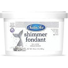 Satin Ice Silver Shimmer Fondant With Edible Glitter 1 Pound, Vanilla For Cake Decorating