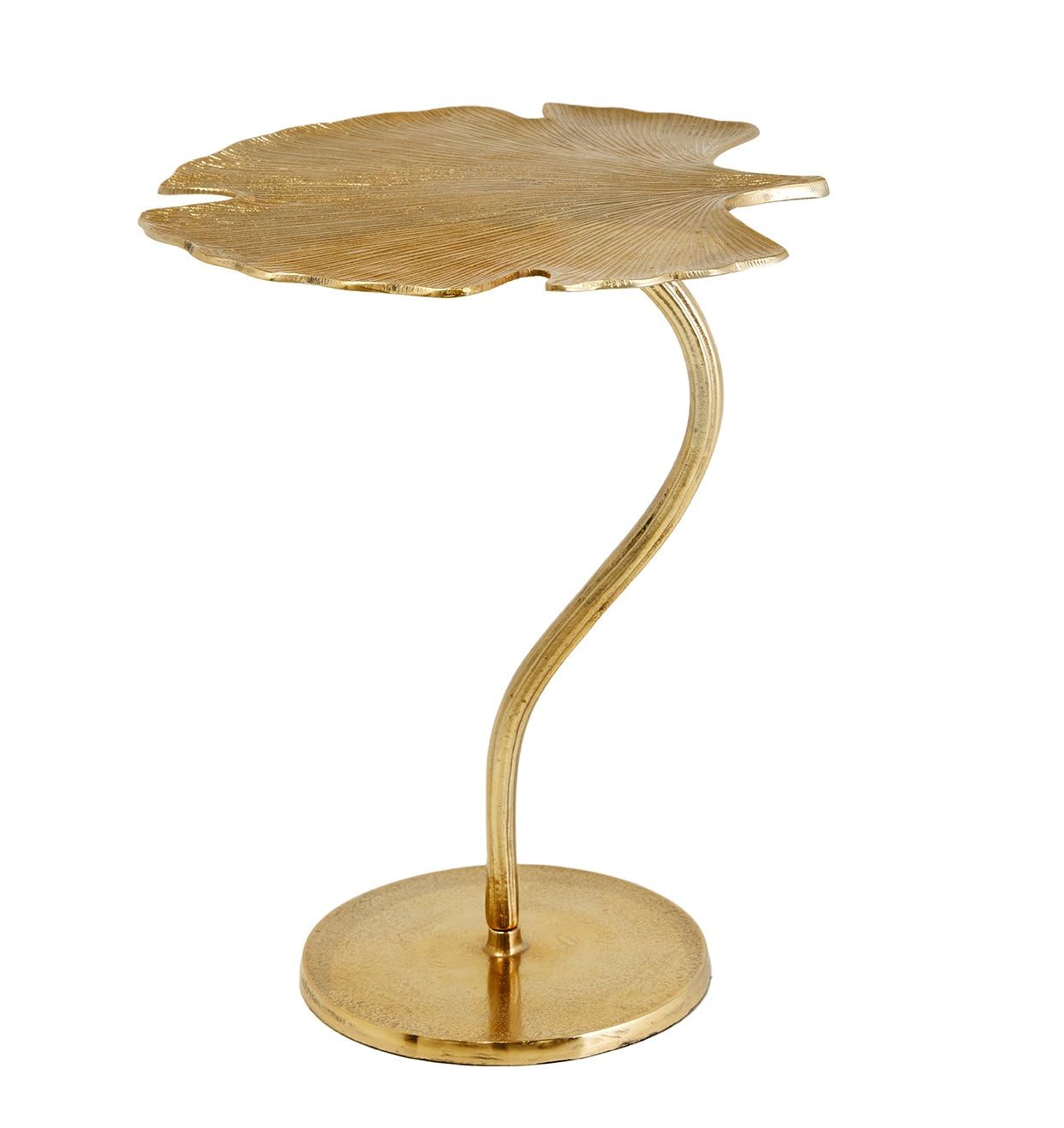 Ginkgo - Tavolino da caffè a forma di foglia, rotondo, in alluminio, stile barocco, altezza 53 cm