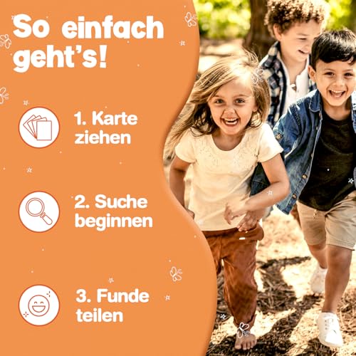 MUTKIND® 50x Entdeckerkarten für Kinder (ALLE 4 Jahreszeiten) - Spannendes Suchspiel zum Natur entdecken - 100 Aufgaben - Outdoor Spiele für Kinder - Geschenk Junge und Mädchen ab 4, 5, 6, 7, 8 Jahre