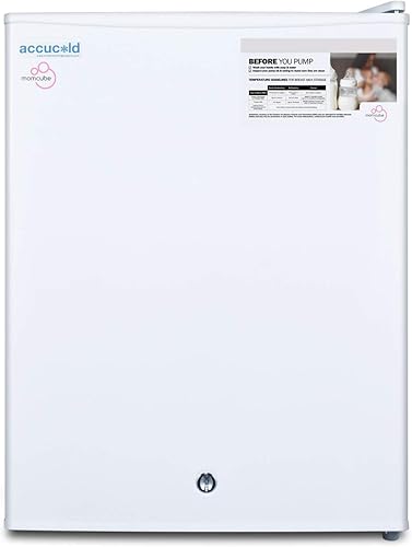 AccuCold FSLMC 19 MOMCUBE - Congelador de leche materna para encimera con capacidad de 1.8 pies cúbicos de capacidad, descongelación manual