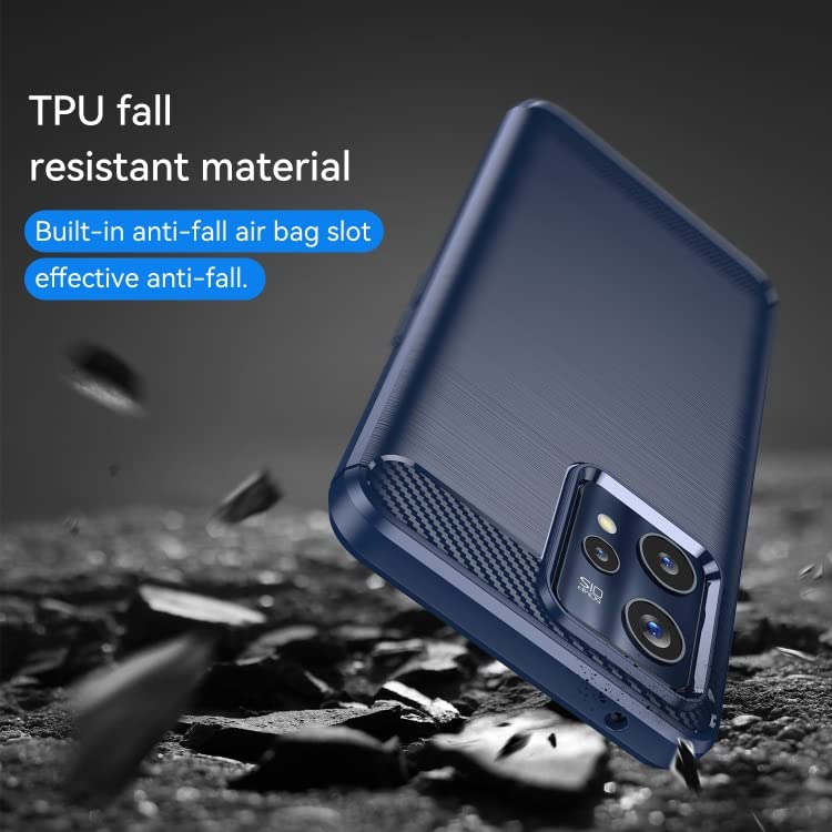 Image of NPRC Hybrid Ultra Slim Protective Case TPU Non-Slip Carbon Fiber Texture Shockproof Case Cover for realme 9 pro Plus - Blue