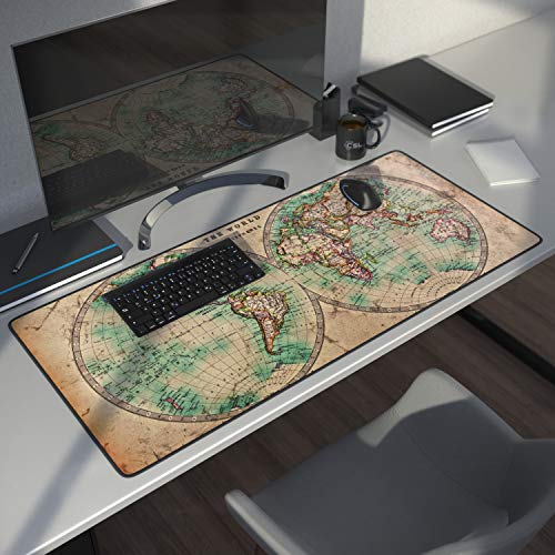 CSL – Tappetino per Mouse Oversize 900x400mm – Mousepad XXL con Stampa - Tappeto Extralarge – per precisione + velocità – per Mouse e Tastiera - Old Map