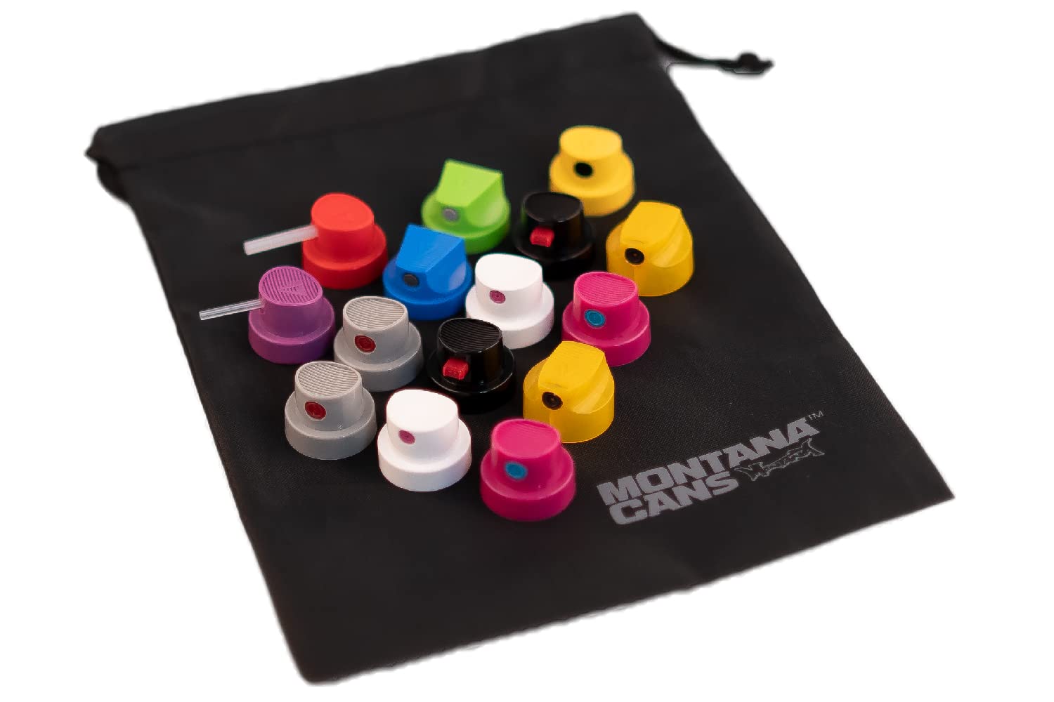 KLAMOTTEN STORE Replacement Spray Head Set 15 Pieces for Spray Cans Very Thin Lines to Very Large Areas Calligraphy in Practical Montana Bag