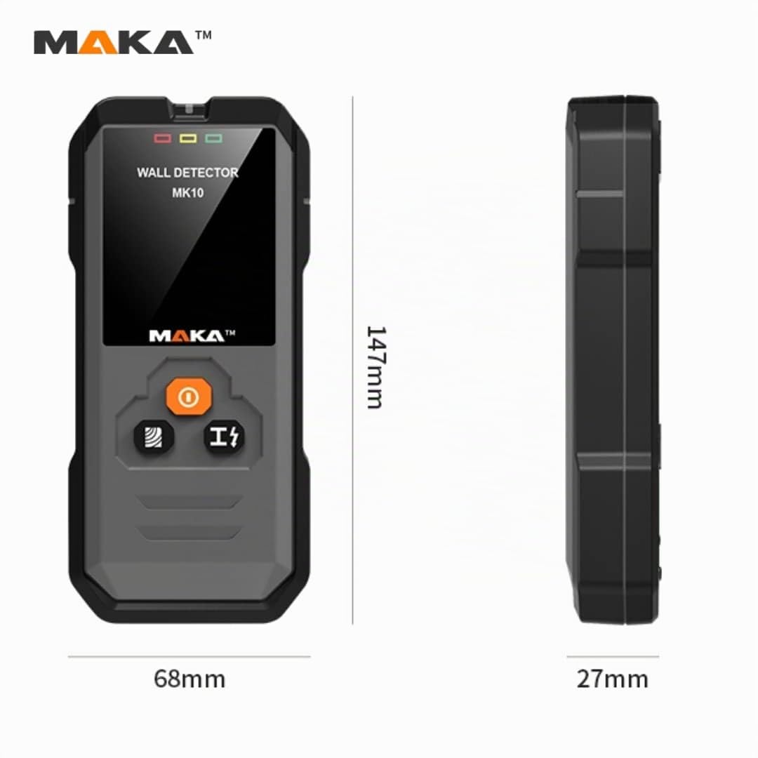 MAKA Digitaler Leitungssucher - Erkennung von Kupfer, Metall, Holz & Wechselstromleitungen bis zu 120 mm mit hörbarer Warnung - Multifunktionaler Wandscanner - Rohrsucher