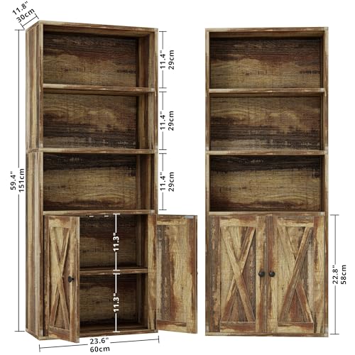 IRONCK Industrial Bookshelves and Bookcases with Doors 11.8 in Depth Set of 2 Floor Standing 5 Shelf Display Storage Shelves Bookcase Home Decor Furniture for Home, Office, Living Room, Bedroom - Image 4