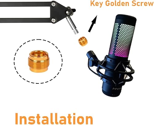 Miniatura 5 de YUZUHOME - Brazo de brazo para micrófono Hyperx Quadcast con suspensión ajustable para grabación de estudio y transmisión compatible con micrófono