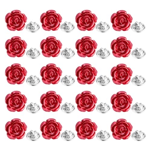Image of 20 Pcs Enamel Rose Flowe Brooches Pins for Women Colorful Floral Brooch Flower Lapel Pin Badge Crafts Breastpin Jewelry Gift for Women Men Clothing Bags Backpacks Jackets Hat