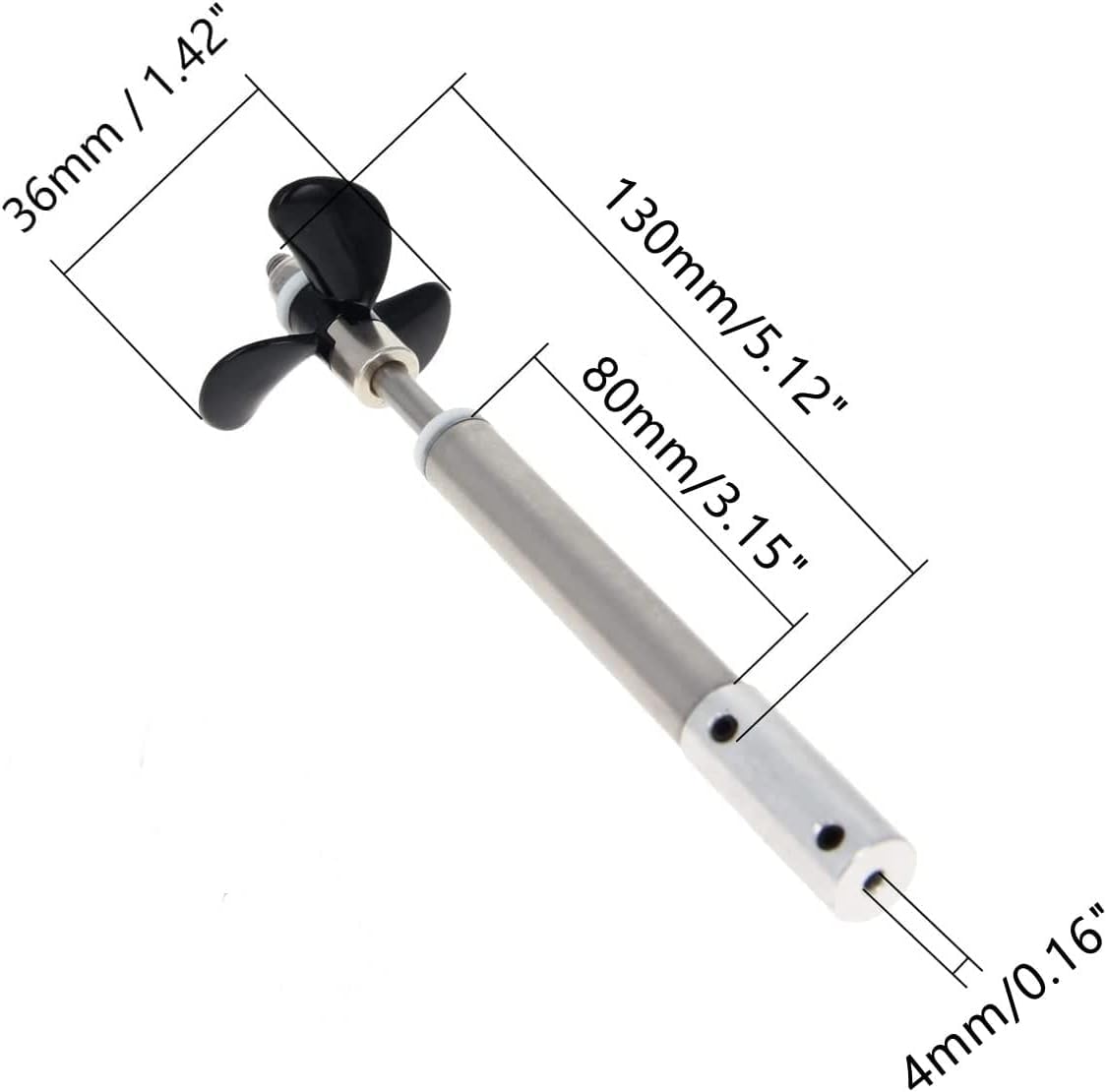 Jutagoss Drive Shaft Propeller for RC Boat L 130mm Shaft,L80mm Sleeve,D36mm Propeller for 4mm Motor Shaft