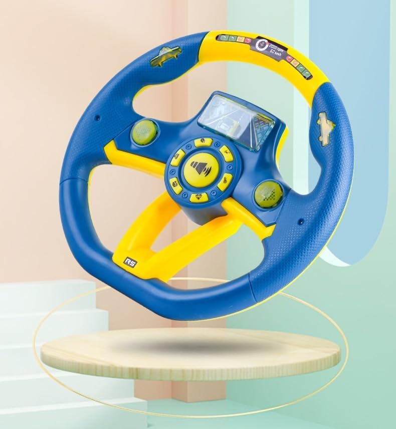Image of Kids Driving Steering Wheel Funny Interactive Driving Wheel with Music (BLUE)