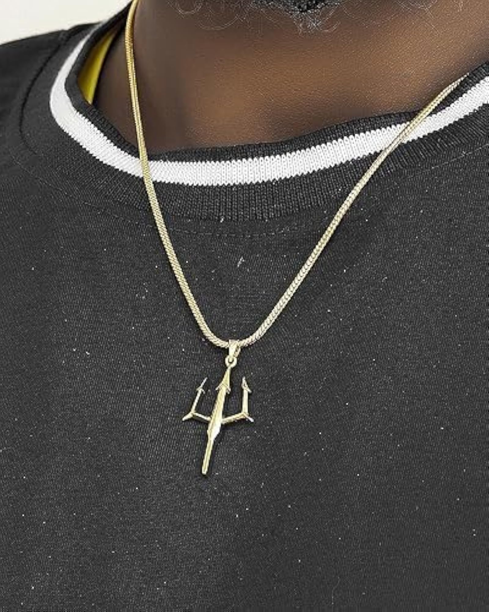 Men's Stainless Steel Trident Pendant Necklace