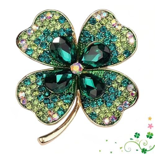 GIFANEO Trèfle à Quatre Feuilles Bro che,Bro che Femme Vetement，Bro che En Cristal Pour Femmes，Broche en Forme de Trèfle à Quatre Feuilles Broche Femme Vetement,Broches Strass pour Cadeau