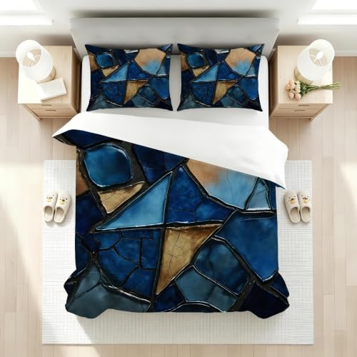Parure de lit 220x240 ne décolore pas, housse de couette douce bleu