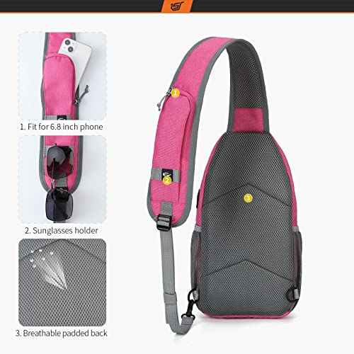Skysper Sling Bag Crossbody Backpack - Chest Shoulder Cross Body Bag Travel Hiking Casual Daypack For Women Men(Pink) #TOP2