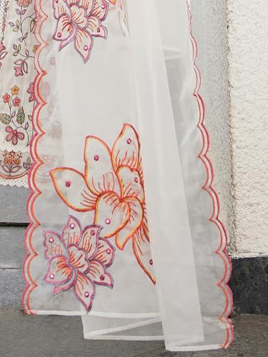 Image of INDO ERA Women's Silk Blend Embroidered Straight Kurta Pant with Dupatta (Ieout6967)