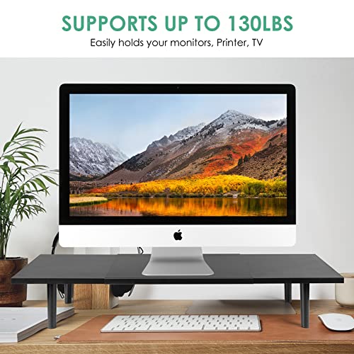 Loteyike Dual Monitor Stand For 2 Monitors, Large Monitor Riser With Adjustable Length Desk Shelf Organizer, Computer Monitor Stand For Desktop, Computer,Laptop,Screen,Printer,Tv (Black Color) #TOP4