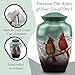 Forever URNS Adult Cremation Funeral Urn with Cardinal Birds Theme for Human Ashes of Female & Male | 200 cu in | Large | Multicolor | Completely Handcrafted with Velvet Protection Bag