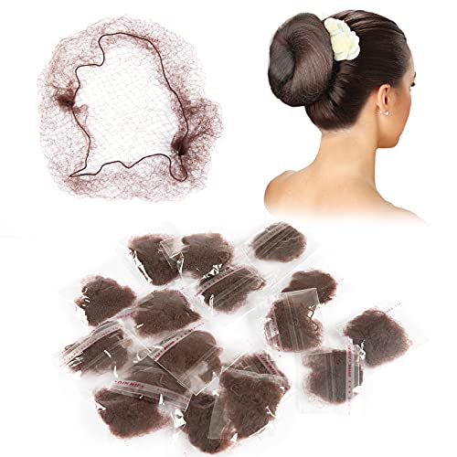 PROUSKY Hair Nets, 20pcs Coffee Hair Bun Holder for Women Girls Dance Nurse Wig Fixing
