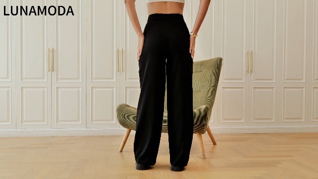 LUNAMODA High Waisted Work Pants for Women Wide Leg Dress Pants