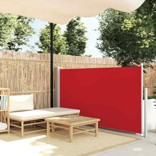Ausziehbare Seitenmarkise 120x300 cm Rot, UV-beständige Terrassenmarkise, Gartenmarkise, wasserabweisender Sonnenschutz für Balkon, Windschutz und Sichtschutz