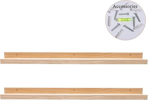 Miniatura 4 de AZSKY Repisa de Pared Larga Flotante de 48 Pulgadas para Fotos, Estantes Flotantes de Exhibición, Estantes Montados en Pared, Decoración del Hogar,