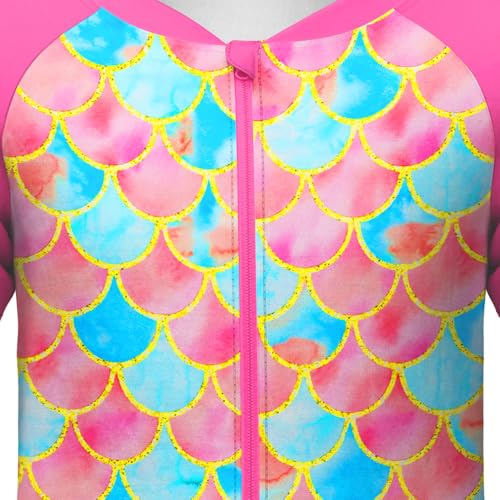 LQSZ Girls Rash Guard One Piece Swimsuit Short Sleeve UV Protection Summer Bathing Suit for Kids 3-12 Years4