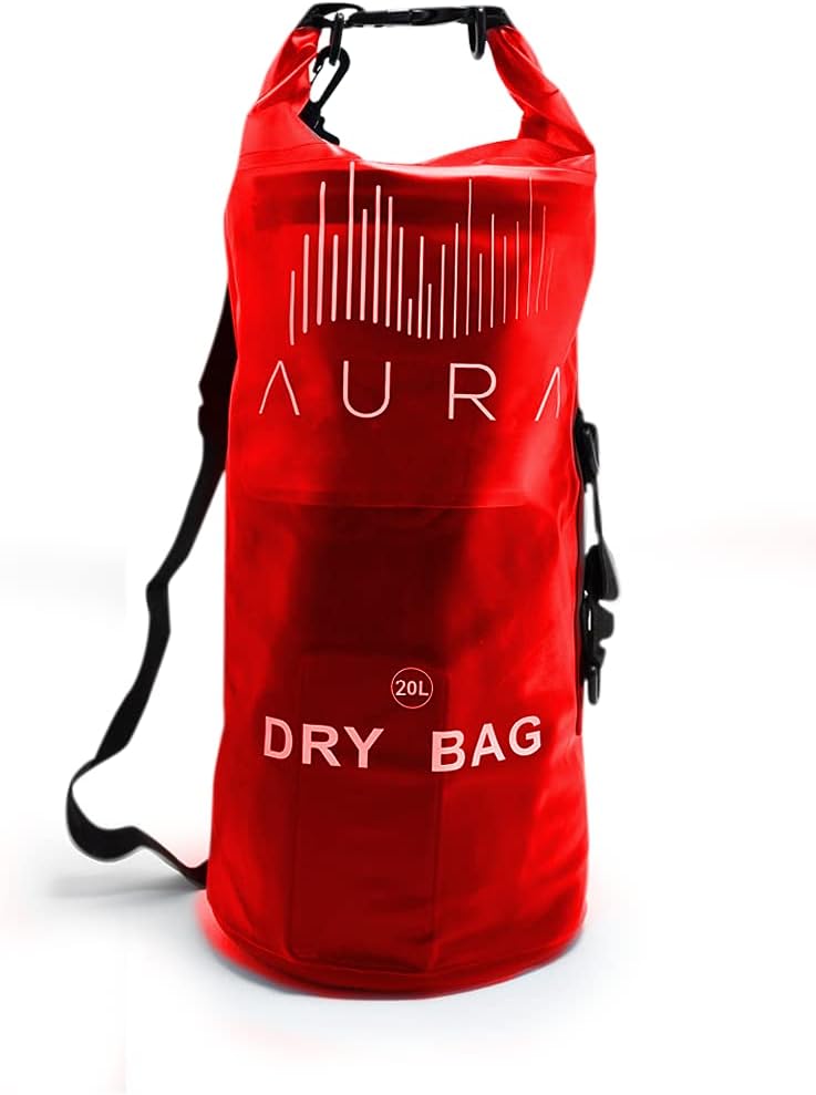 Waterproof Semi-transparent Dry Bag – 10L/20L Dry Bag Backpack – Zipper Compartment, Handles, Straps – Black, Blue, Green, Red – Transparent Dry Bag for Kayaking, Swimming, Beach, Rafting