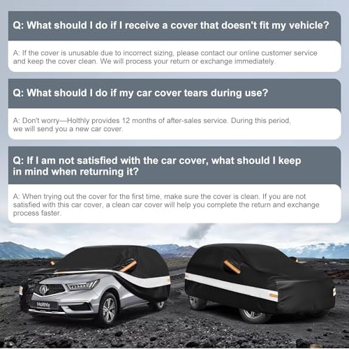 Image of 10 Layers SUV Car Cover Custom Fit for Acura MDX (2007-2026), Waterproof All Weather for Automobiles, Outdoor Full Cover Sun Dust Rain Protection with Cotton. Black