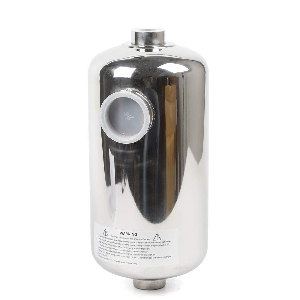 Pompa di calore per piscina in acciaio inox, scambiatore di calore per piscina, riscaldamento ad alta efficienza, per piscine, terme, bagni caldi, argento, 28 kw, 292 x 134 mm