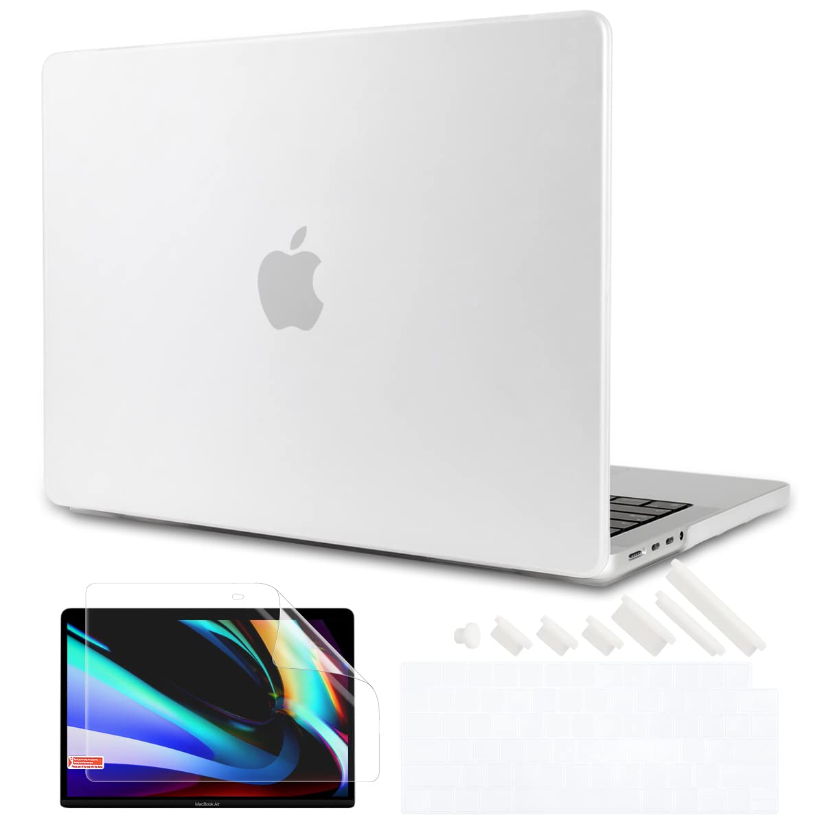 TWOLSKOO for MacBook Pro 14 inch Case 2022 2021 Release Model: A2442, Frosted Hard Shell Case & Keyboard Cover & Screen Protector Compatible with New MacBook Pro 14 inch M1 Pro/Max, Matte Clear