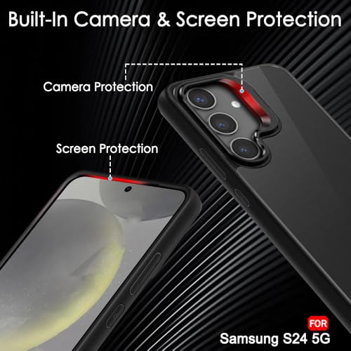 Image of TheGiftKart Hybrid Matte Frosted Back Cover Case for Samsung Galaxy S24 5G | Built-in Stand | Shockproof Hard Case Cover for Samsung Galaxy S24 5G (PC & TPU, Translucent Black)