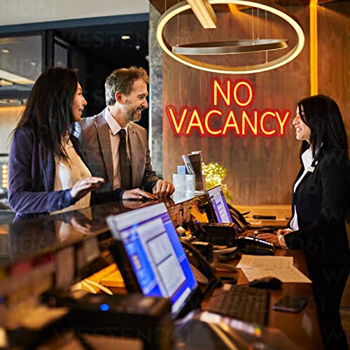 Image of NO VACANCY Neon Signs for Wall Decor Neon Lights for Bedroom Led Business Signs Suitable for Hotels Christmas Birthday Party Unique Gift for Lover, 5V Power Adapter, 16 * 7.3 Inch(Red)
