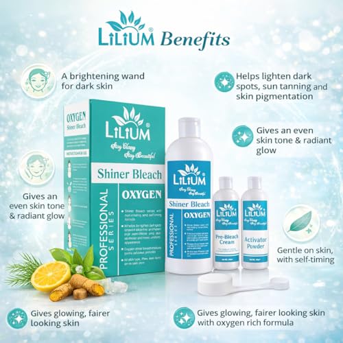 Image of Lilium Oxygen Shiner Bleach 580g | Enhance Skin Radiance | Safe & Effective | Helps to Lighten Dark Spots | Advanced Tan Removal Formula | Aloevera Extract | For All Skin Types | Salon, Spa, Home & Professional Use