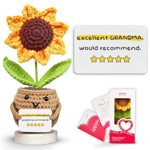 Gossby Positive Sunflower Doll Crochet with Card - Excellent Grandma Would Recommend - Gift for...