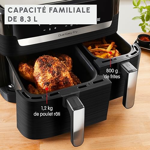 Moulinex Dual Easy Fry EZ9018 Dual Air friteuse, energiebesparing tot 70%, inhoud van 5,2 l en 3,1 l, 7 programma's, knapperige resultaten, vaatwasmachinebestendig, digitaal receptenboek - Afbeelding 5