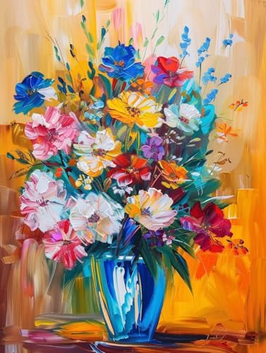 Cuadros para pintar por números de florero para decorar salones grandes