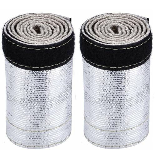 Juego de 2 Protectores térmicos de Tubo aluminizado, 600 x 106 mm, Cubierta de Manguera de Alambre Aislado, Cubierta para Pantalones de Alambre, Color Blanco