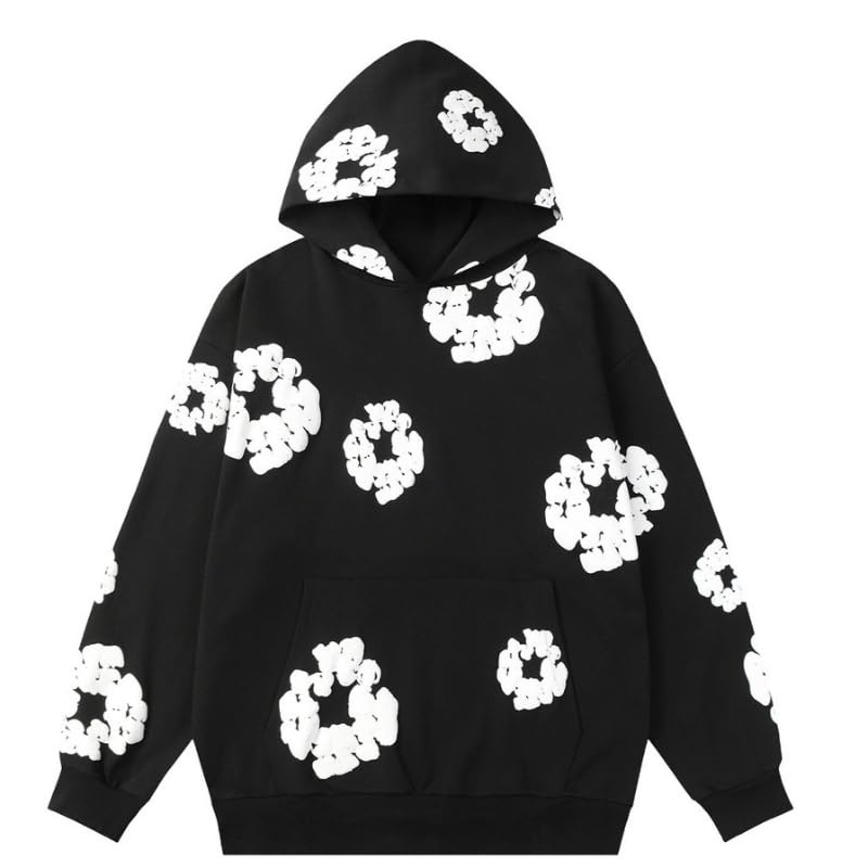 Sudiup Y2K casual men's and women's foam printed hoodies, street retro fashion couple sportswear...