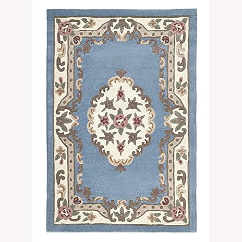 eRugs Classic Aubusson Wool Rug, Blue Cover