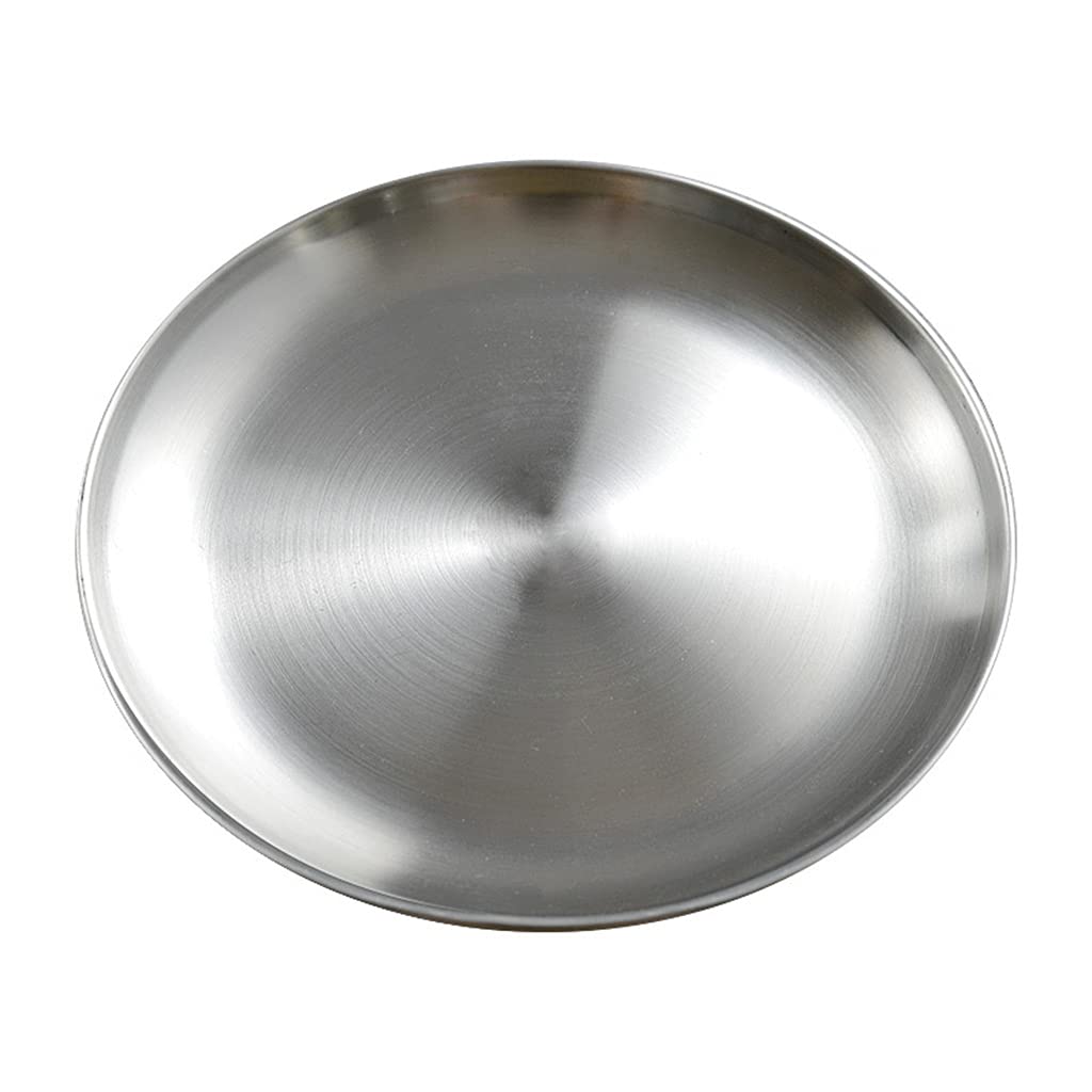 Stainless Steel Plate Round Dining Plate Serving Dish Cake Tray Western Steak Plates For Serving Camping