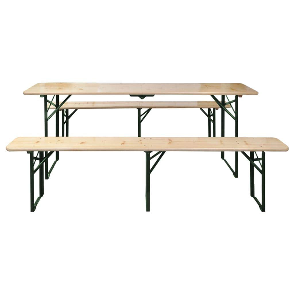 Hothingwell Set tavolo da birreria pieghevole e 2 panche 220 cm in legno di abete cinese e metallo per giardino patio mobili pieghevoli salvaspazio