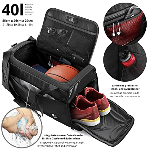 Sporttas Gymbag Reistas 40L / 60L | Trainingstas met Rugzak-Functie Schoenencompartiment Vak voor natte Kleding | Sportrugzak Fitness Tas Weekender Zwemtas Duffelbag Sportzak Fitnesszak Sportbag Heren - Image 3