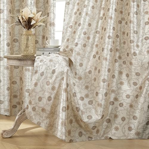 Amazon Brand - Solimo Polyester Floral Leaf Print Door Light-Filtering Grommet Curtains (Brown,7 Feet -210Cm)- Pack of 2 Regular Print 135 GSM 5 51Wjym HpWL