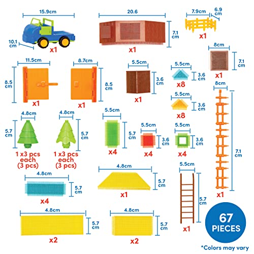 Blocchi di setola Blocchi da costruzione STEM ad incastro Playset fattoria da 67 pezzi Giocattoli per lo sviluppo per bambini e ragazzi Playset cortile 2 anni + - Lego - Immagine 7