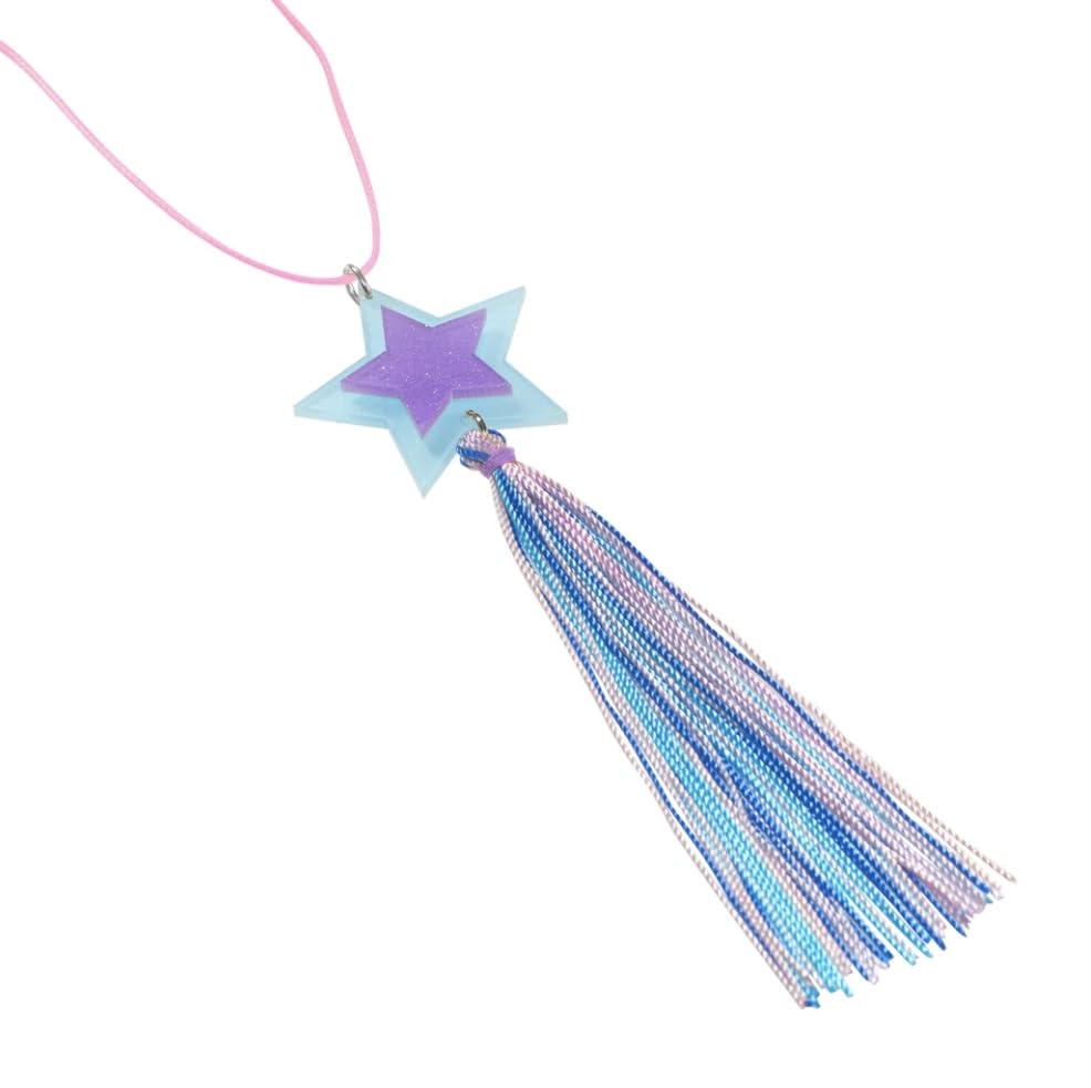 Calico Sun Alexa Star Necklace with Blue & Purple Acrylic Charm, Nickle-Free, Adjustable up to 26 inches3