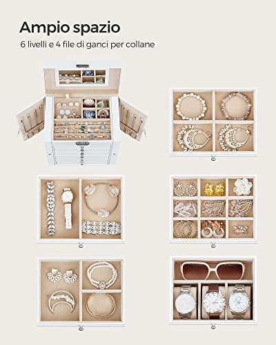 SONGMICS Scatola Portagioie Grande, Porta Gioielli...