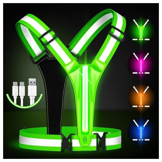 Fokia Kunbio LED Reflective Running Vest Gear,Light Up Vest Runners Night Walking USB Rechargeable,Up to 11hrs Light with Adjustable Waist/Shoulder for Women Men Kids (Green)